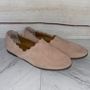 Lucky Brand Cloeey Suede Scalloped Edge Slide On Flats Size 7